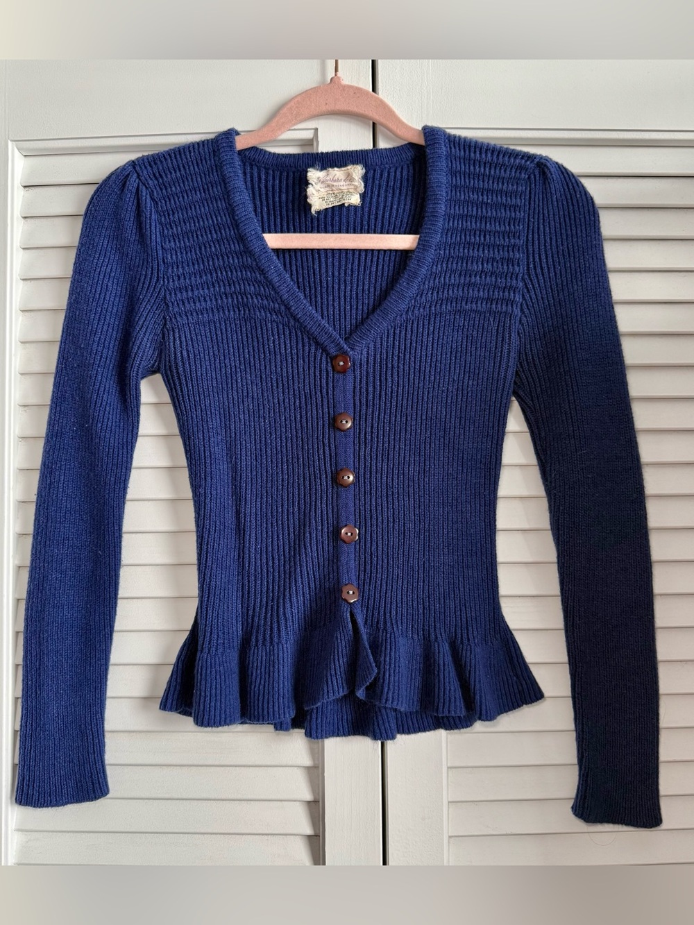 Vintage Barbara Lee Knit Button Front Sweater with Peplum Hem